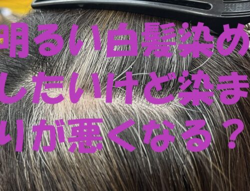 明るく白髪を染めたいのに白髪が多い所があって染まりづらい・・・そんな時は