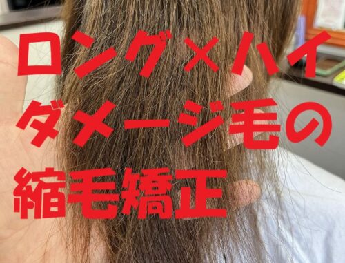 ロング×ハイダメージ毛の縮毛矯正！薬剤塗り分けで自然な仕上がりに