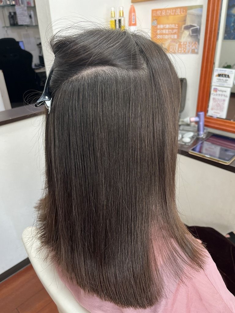 内側のクセも伸びた状態