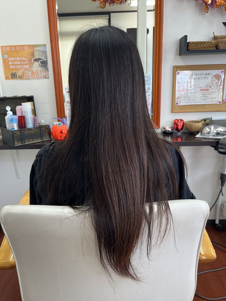 ヘアドネーションカット前 後ろから見たロングヘア
