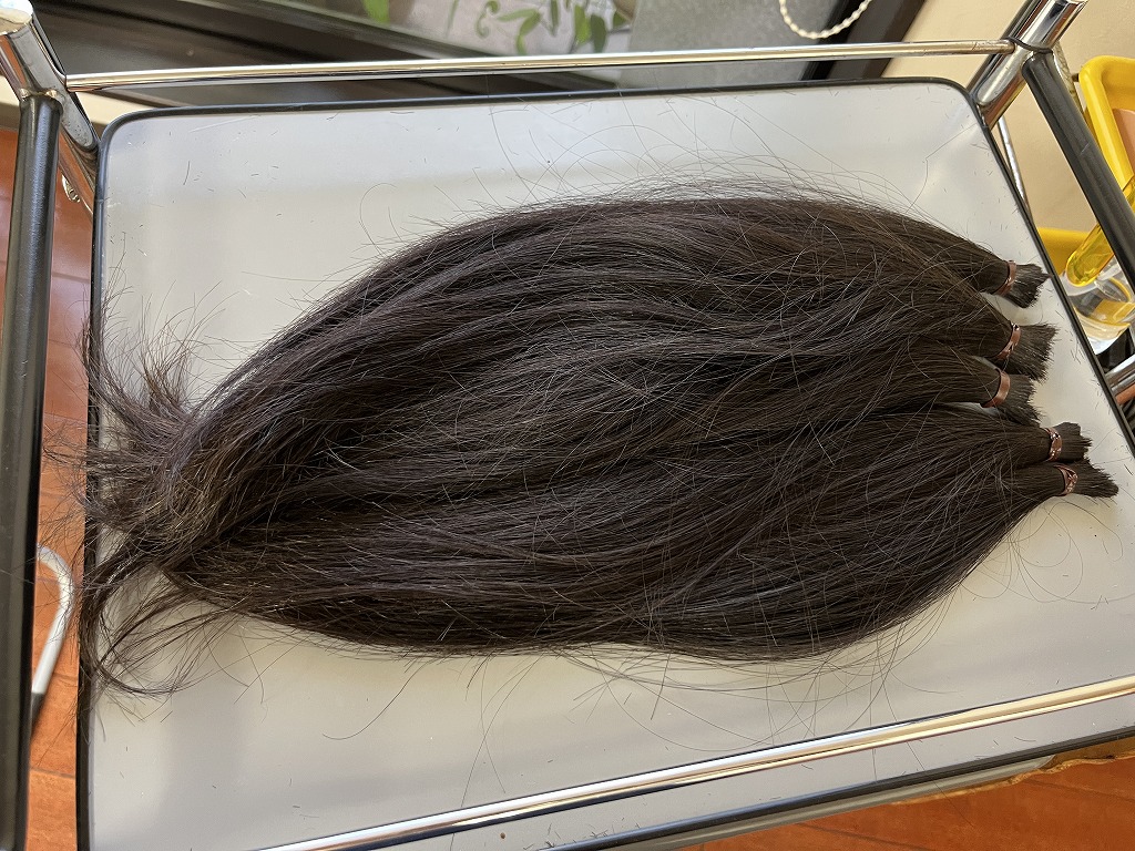 カットしたヘアドネーション用の毛束