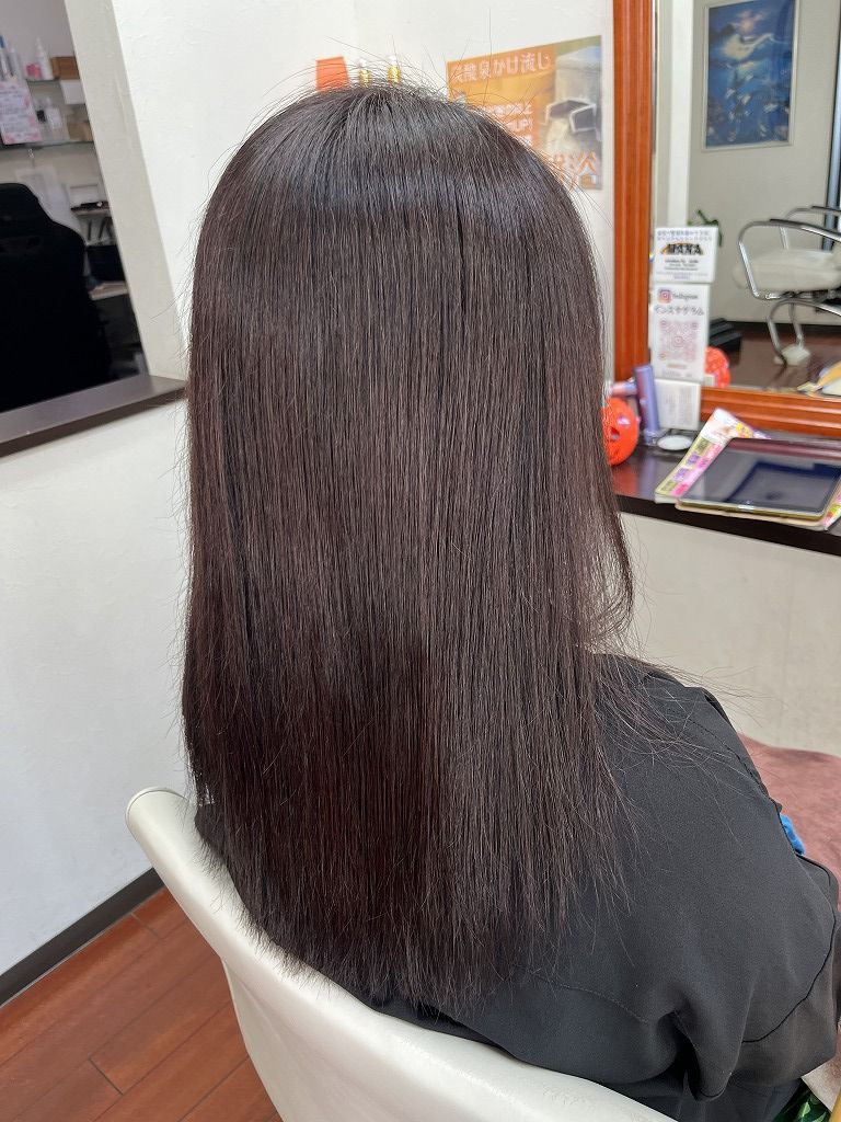 施術後の仕上がり:艶感のあるドンパープルカラー