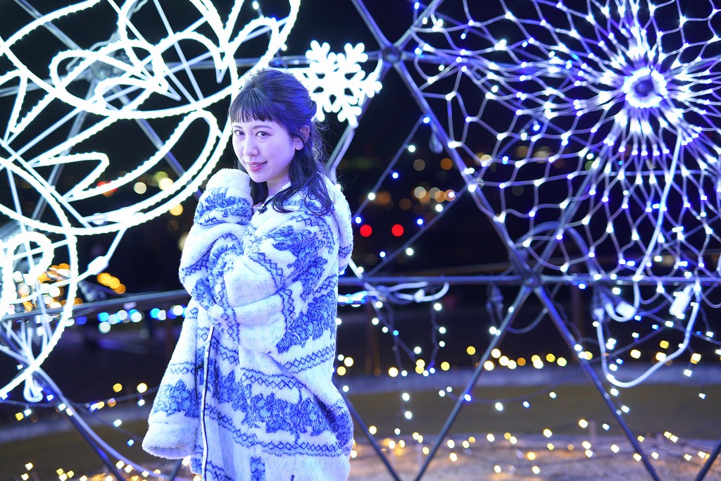 本庄市マリーゴールドの丘で撮影したイルミネーションポートレート