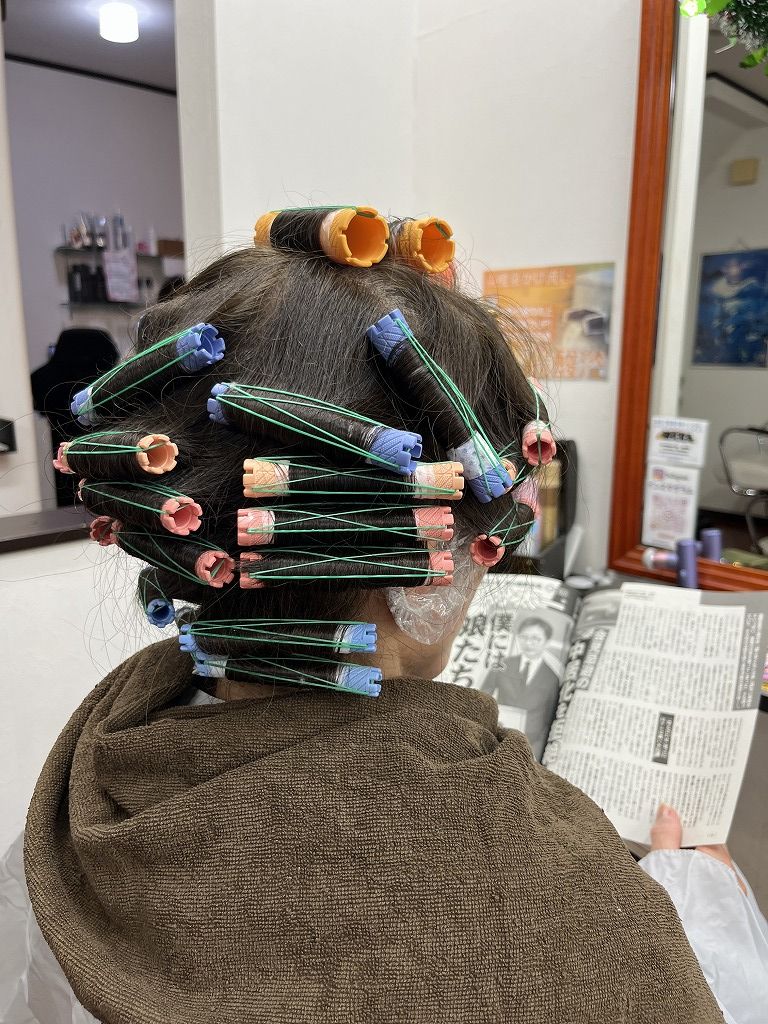 毛先4cmだけを巻き終わった状態のロッド配置