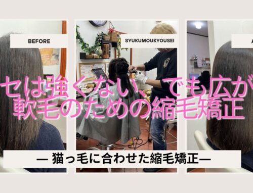 クセは強くないけど広がる軟毛に縮毛矯正