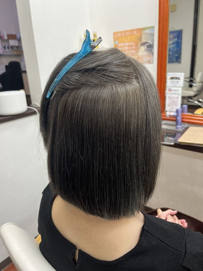 ショート縮毛矯正のアフター（内側まで整った状態）