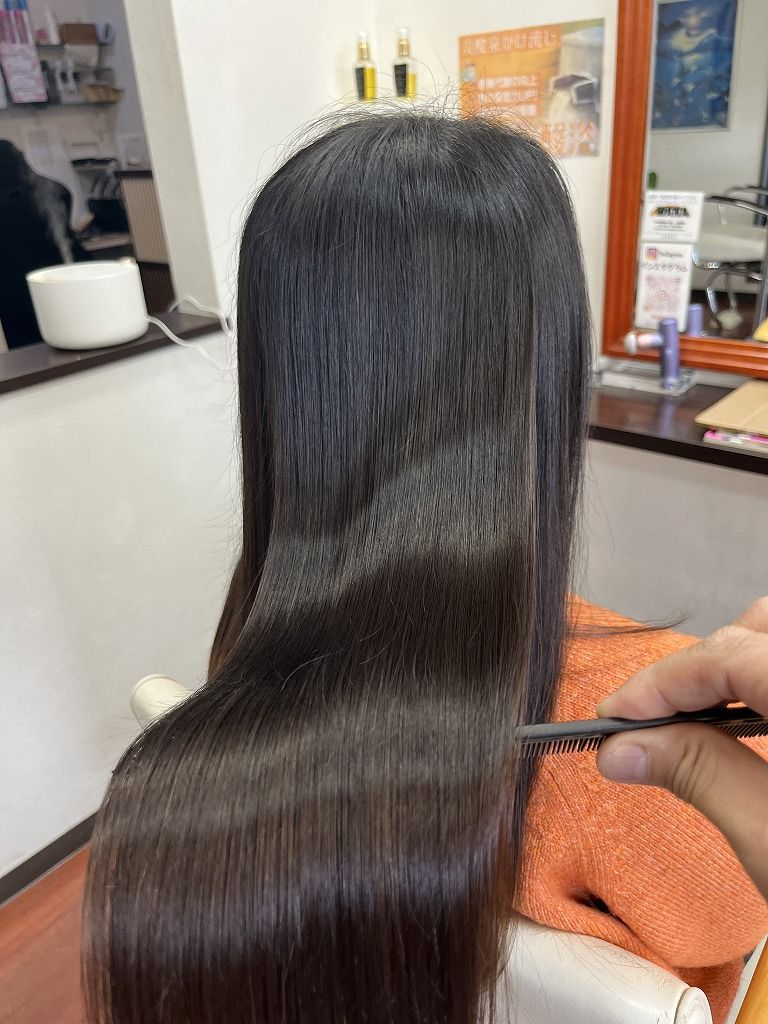 髪質改善トリートメント後のツヤ感のアップ(光沢の状態)