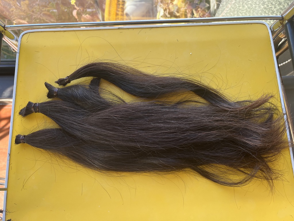 40cm近くあるヘアドネーションの毛束写真