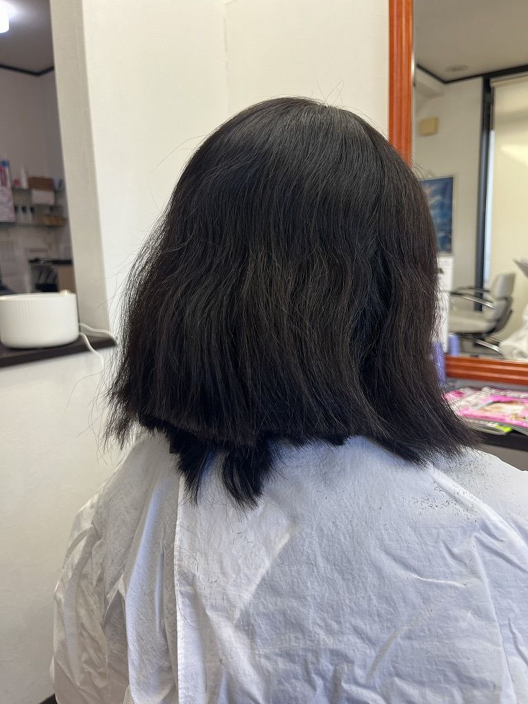 ヘアドネーション後、切り終わった直後の状態