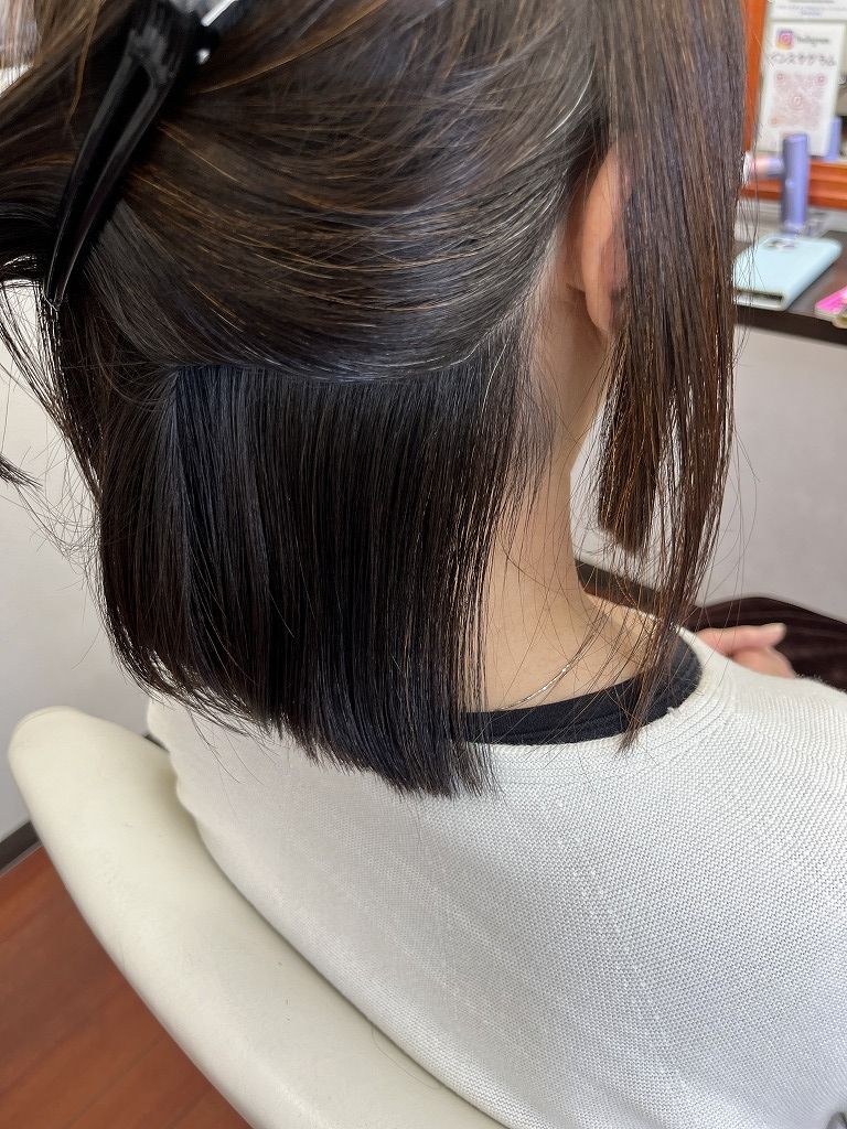 縮毛矯正アフター（サイド）｜ピンピンにならない自然な質感のボブ