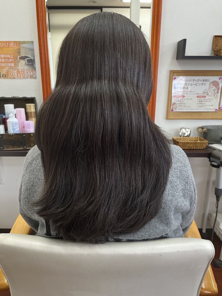 ストデジ施術前の後ろ姿のロングヘアの状態