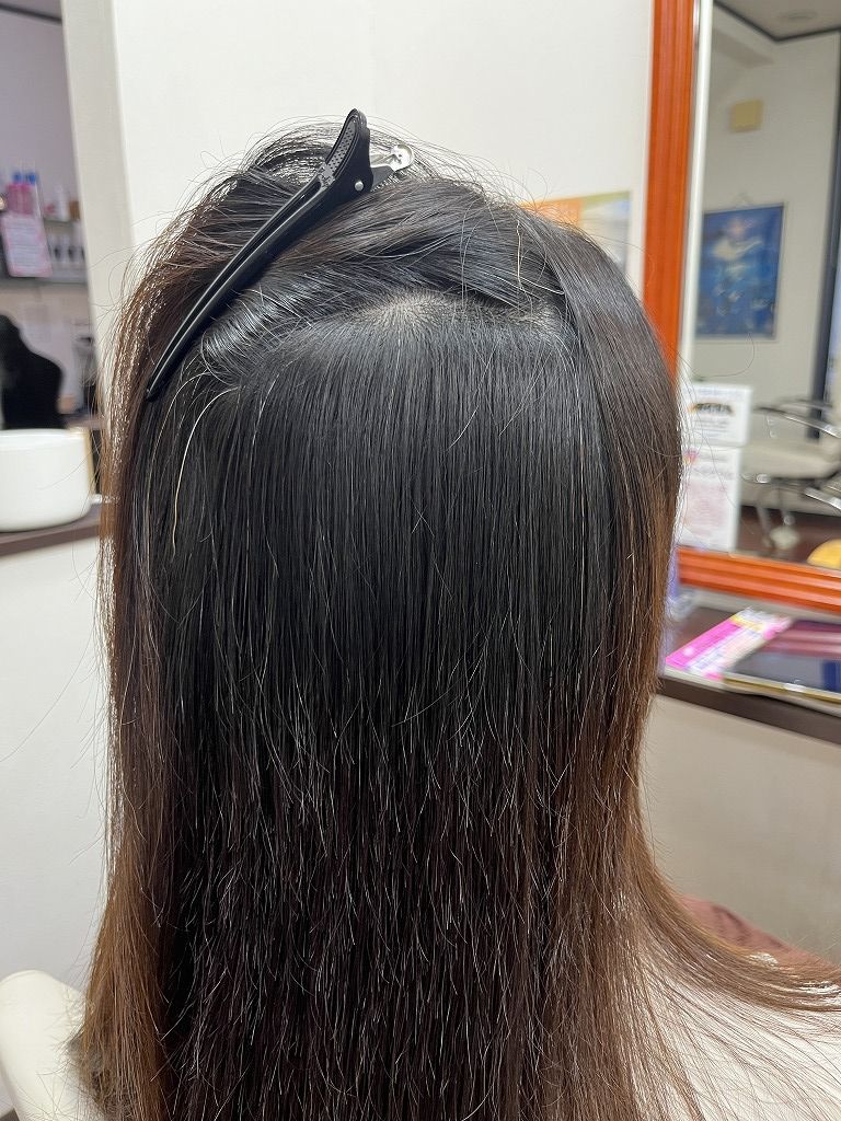 縮毛矯正後の内側の仕上がり