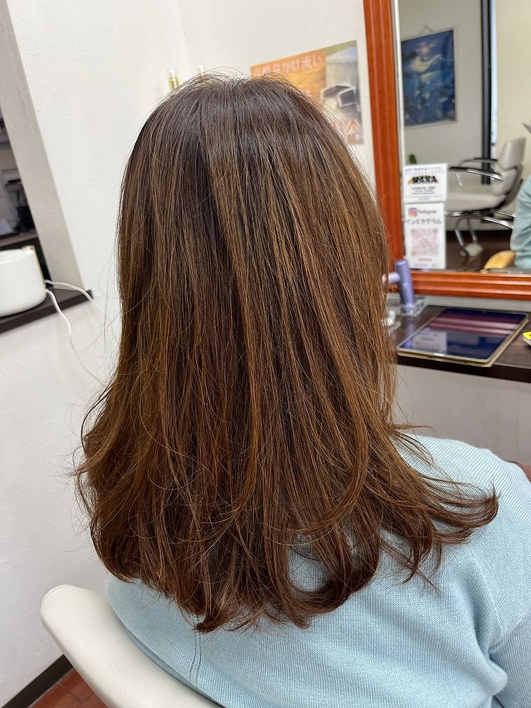 白髪染めと毛先ハナヘナ施術後の後ろ姿