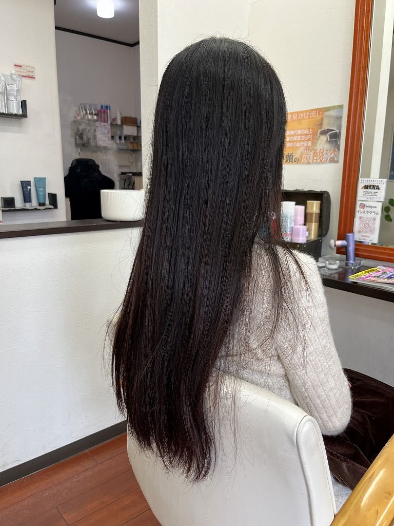 縮毛矯正前の全体の状態