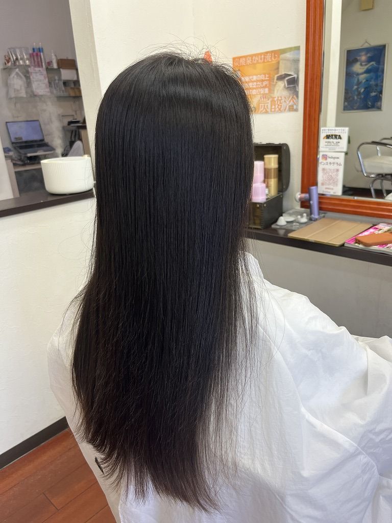 カラーと髪質改善トリートメント後のアフター
