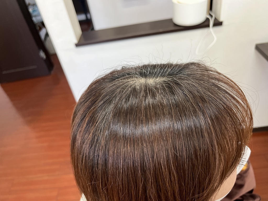 白髪染め前の根元の状態