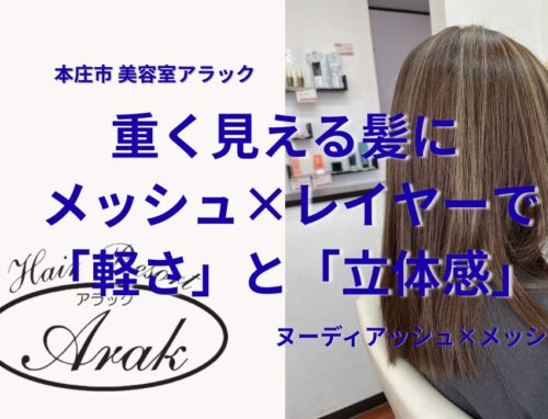 メッシュ×ヌーディアッシュで作る立体感レイヤースタイル｜重く見える髪を軽やかに