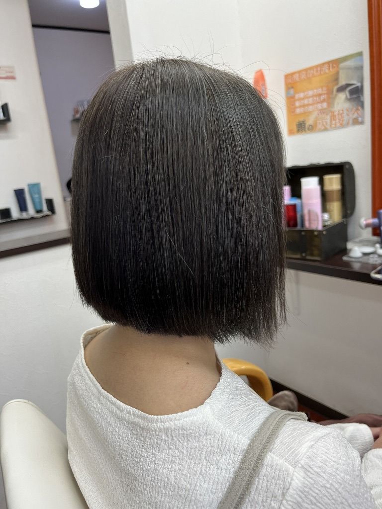 ボブの縮毛矯正アフター 自然にまとまる仕上がり