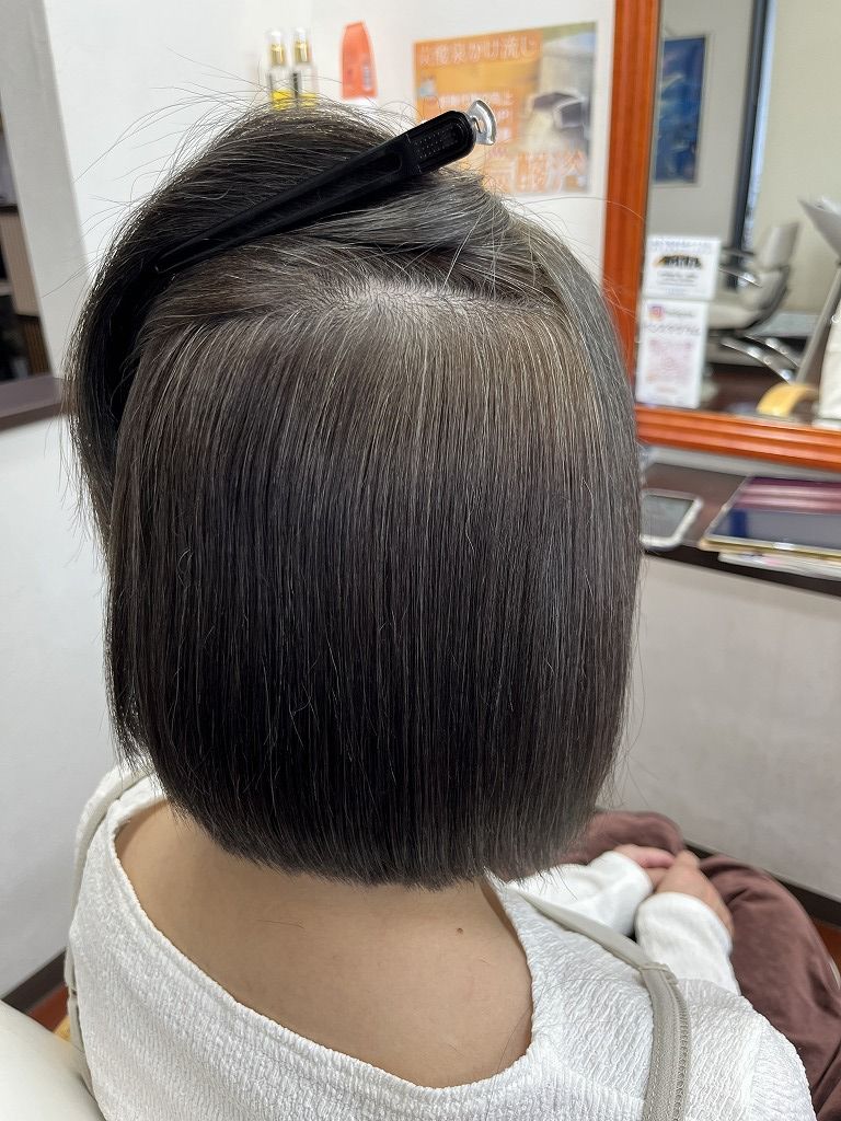 ボブの縮毛矯正アフター 根元から毛先までまとまりのある仕上がり