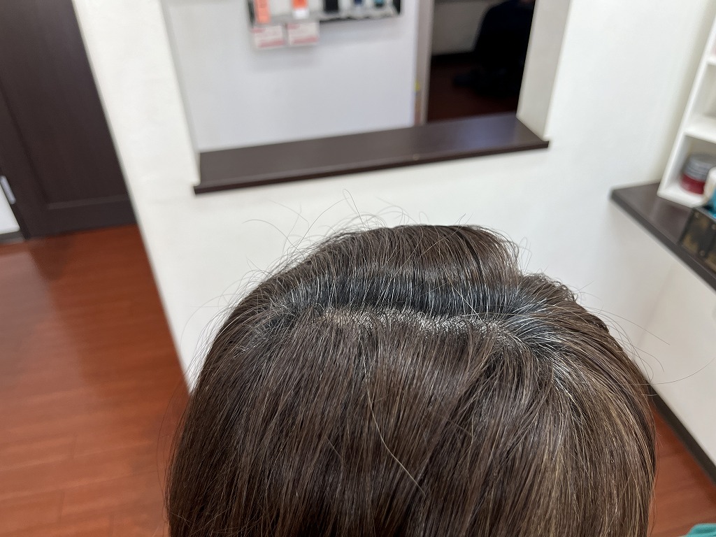 白髪染めリタッチ前の根元の状態