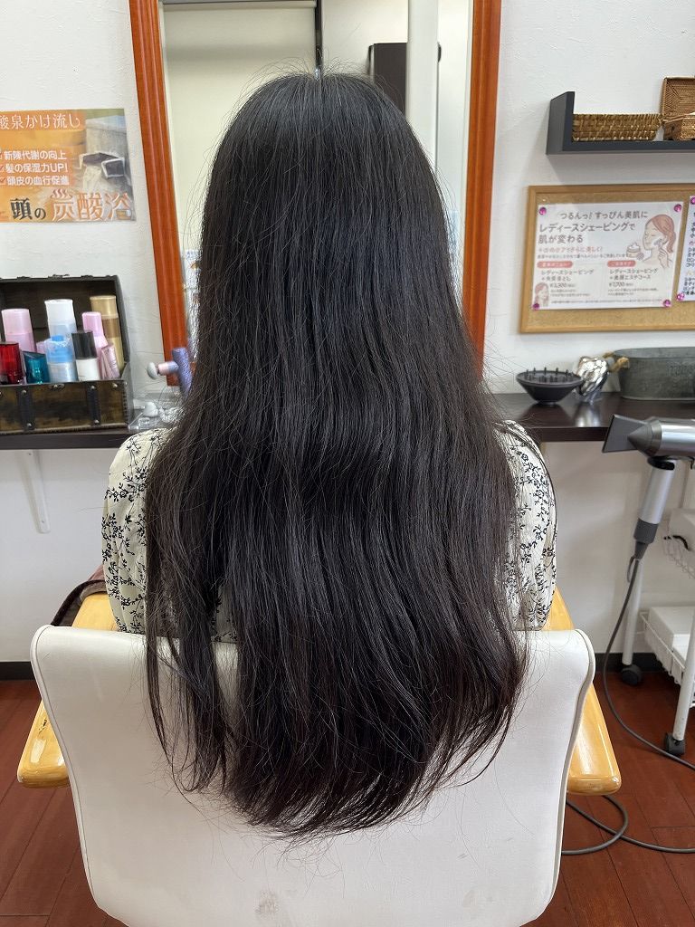 ヘアドネーション前のロングヘア後ろ姿
