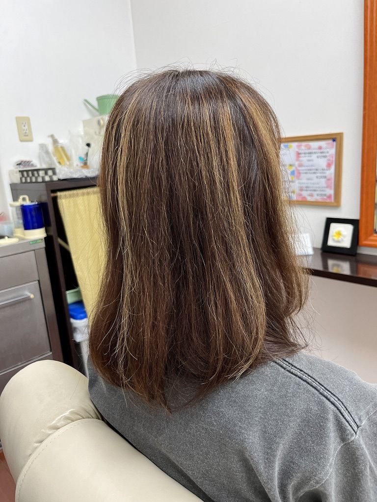 ハイダメージ毛の縮毛矯正ビフォー後ろ姿