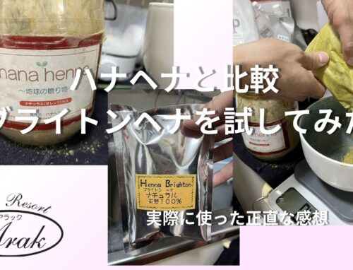 天然100％のブライトンヘナをハナヘナと同じ条件で比較してみた