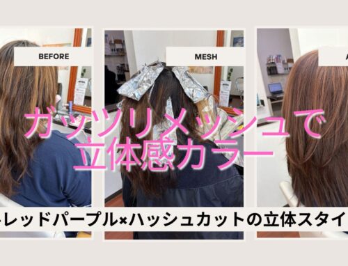 顔まわりレイヤーと太めメッシュで動きのあるロングスタイルに