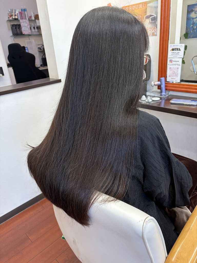 5cmカットとMANAトリートメント後のロングヘアの仕上がり