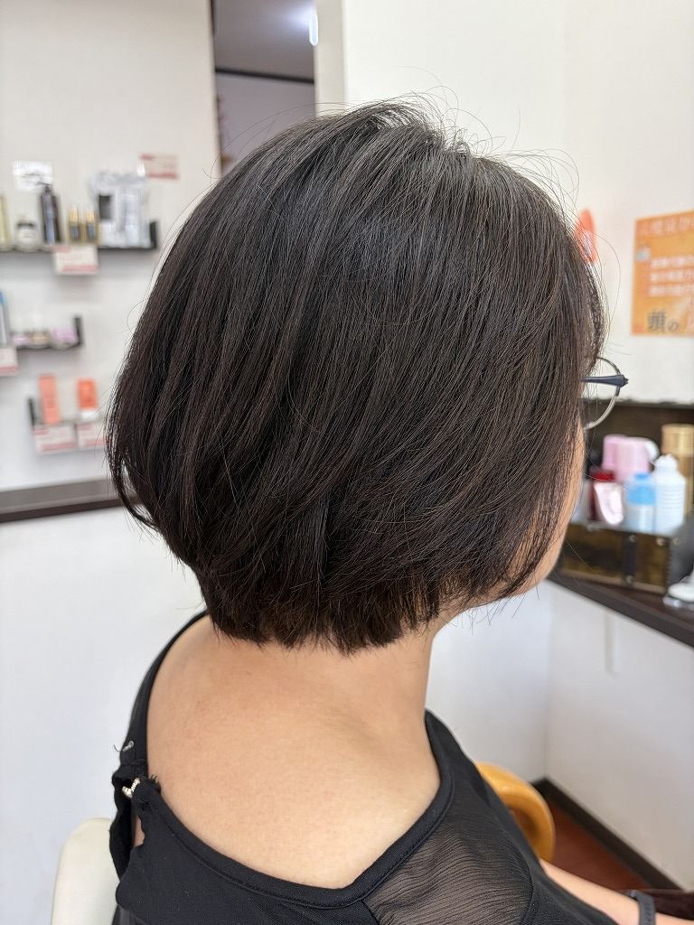 20cmカットして丸みのあるボブに仕上げた斜め後ろのスタイル
