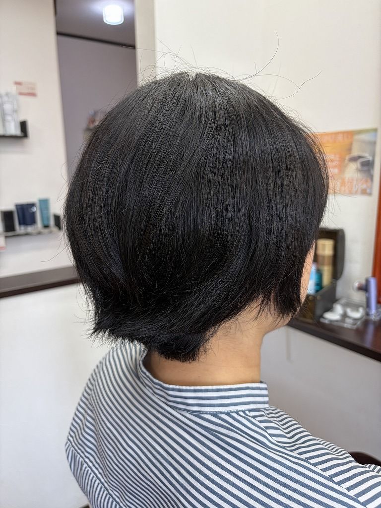 2年ぶりに縮毛矯正をするショートヘアの施術前の状態